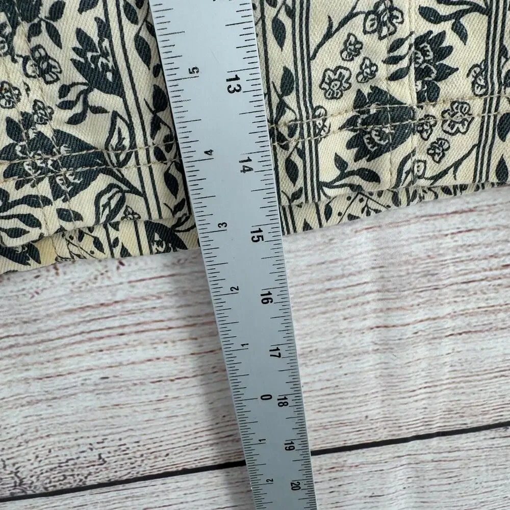 Free‎ People Floral Stretch Mini Pencil Skirt Women's Size 4 Cream/Gray